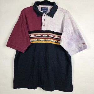 Wrangler Western Cowboy Colorblock 100% Cotton Mens Large Short Sleeve Polo